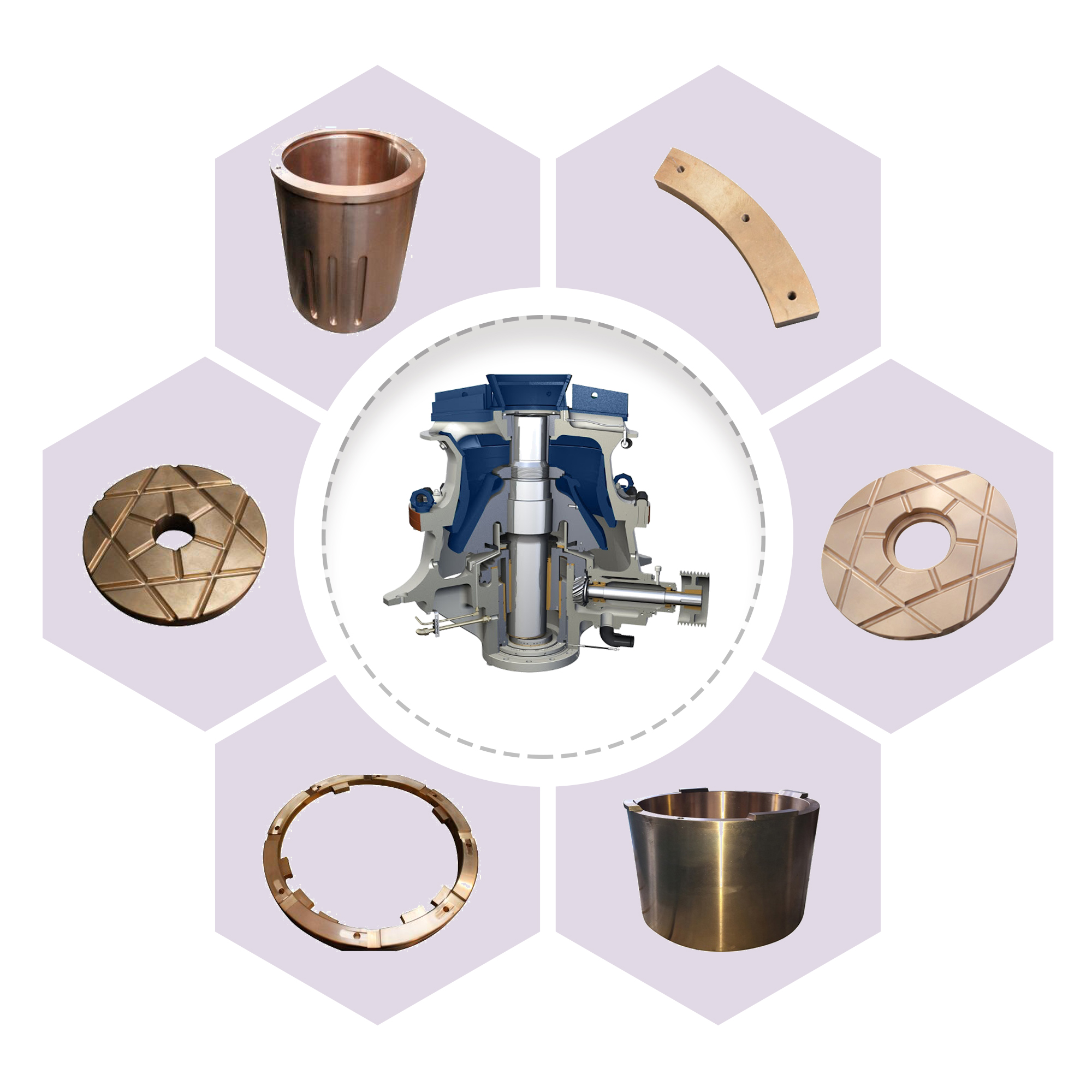Bronze Parts Piston Wearing Plate Suit for Sandvik Cone Crusher Spare